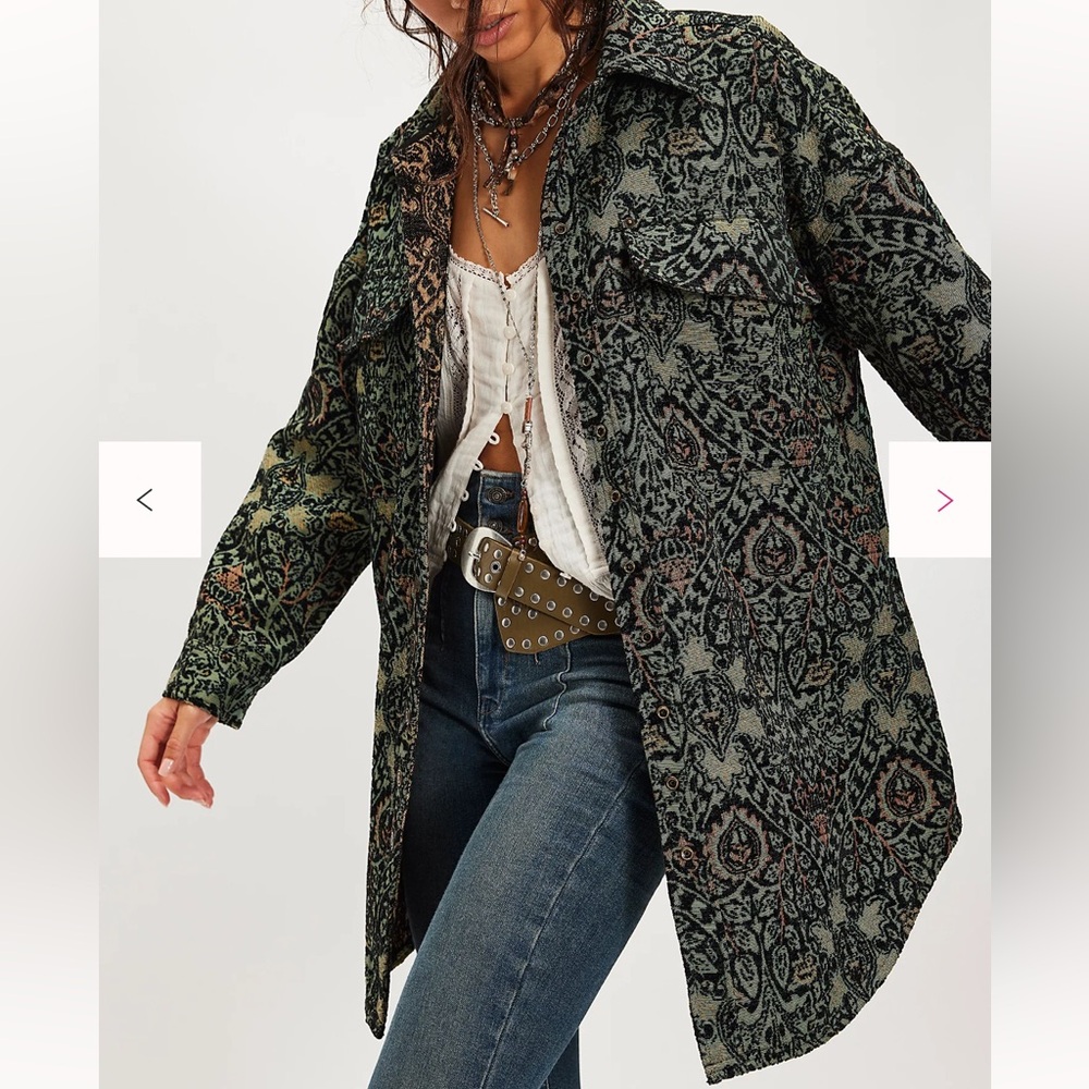 We the Free Tapestry Fog Jacquard Shirt Jacket